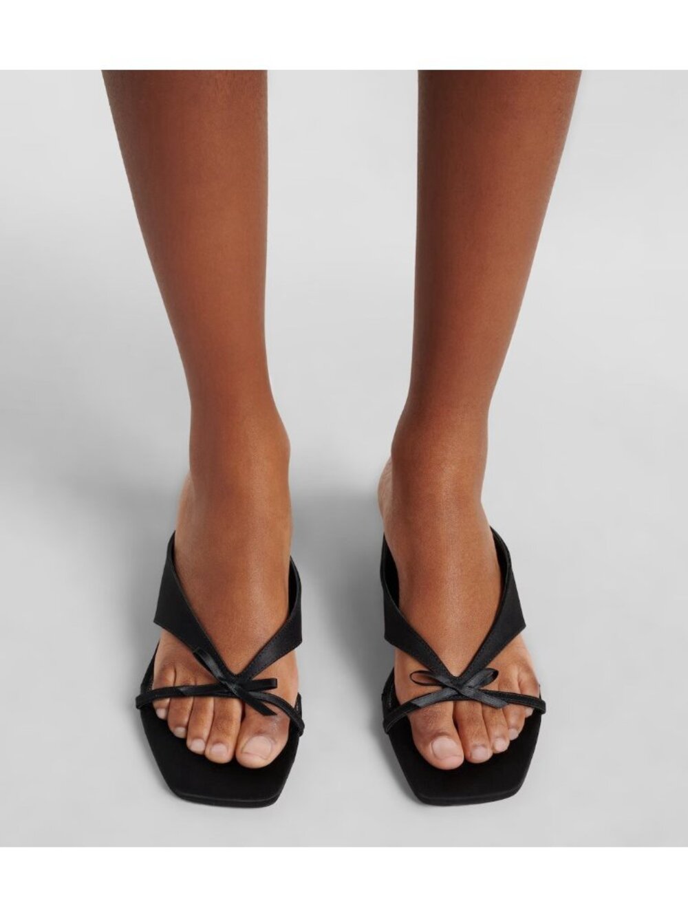 Toteme Bow Satin Sandals in Black